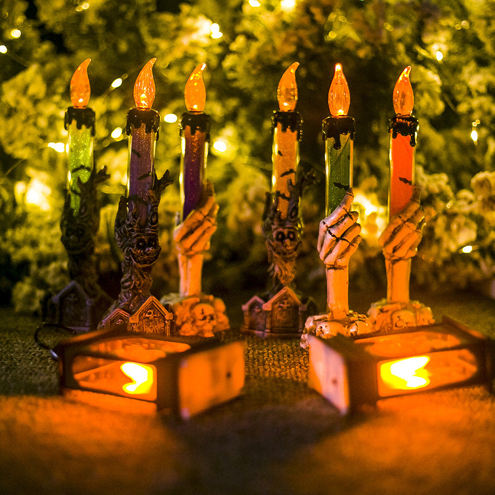 Skeleton hand LED candle, flameless gothic Halloween decor – photo 1