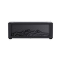 Flame aromatherapy diffuser in black, front view, powered off