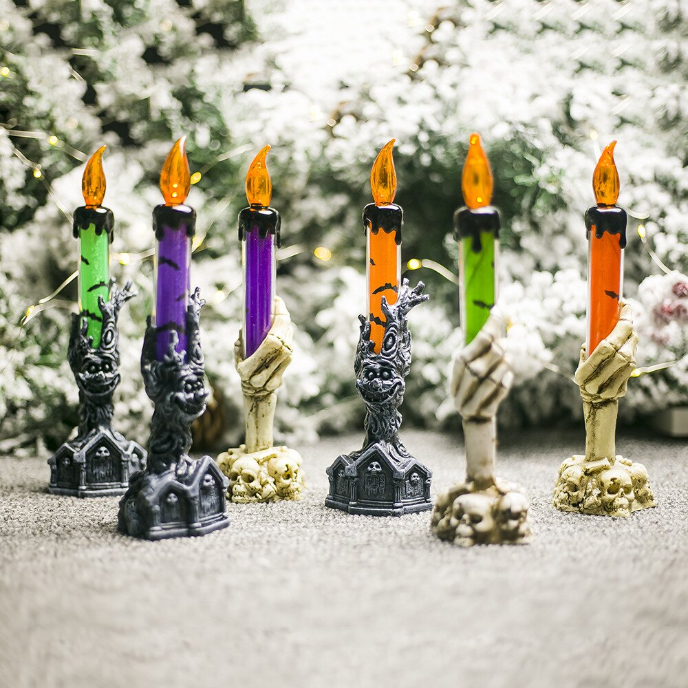 Skeleton hand LED candle, flameless gothic Halloween decor – photo 3