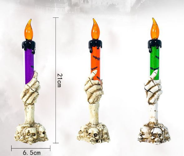 Skeleton hand LED candle, flameless gothic Halloween decor – photo 5