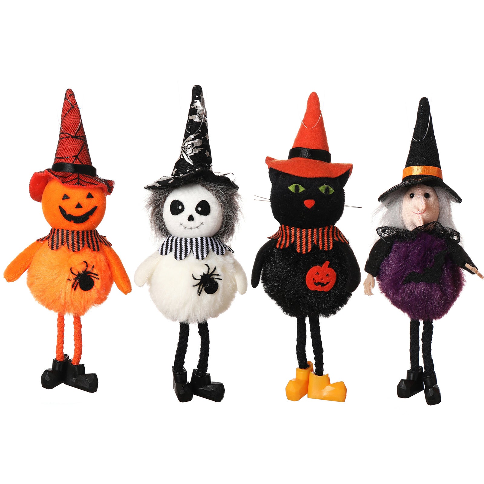 Four Halloween hanging pendant styles: Pumpkin, Ghost, Witch, and Black Cat