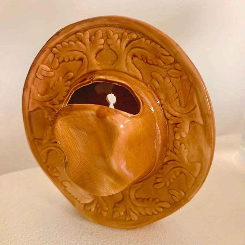 Ceramic cowboy hat wall vase, Western wall decor, additional product view