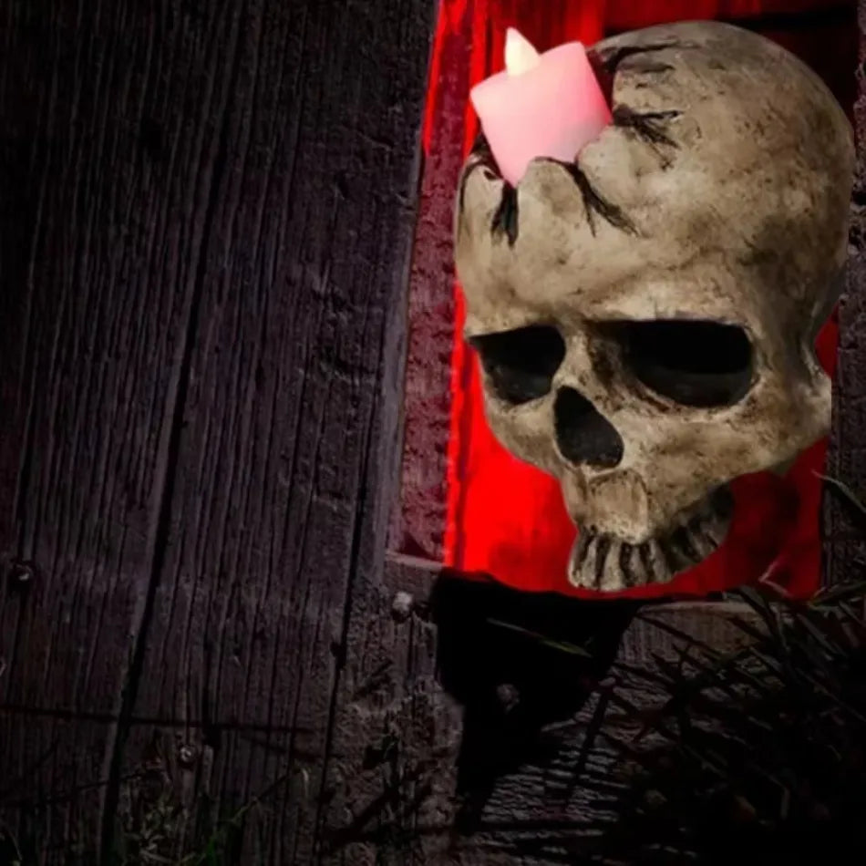 Gothic skull wall candle sconce, resin skeleton design, additional product view
