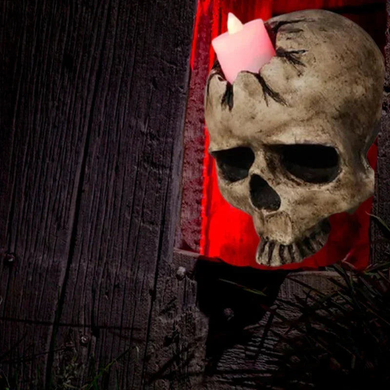 Gothic skull wall candle sconce, resin skeleton design, additional product view