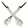 Skeleton hand and skull ground stakes for Halloween yard decor