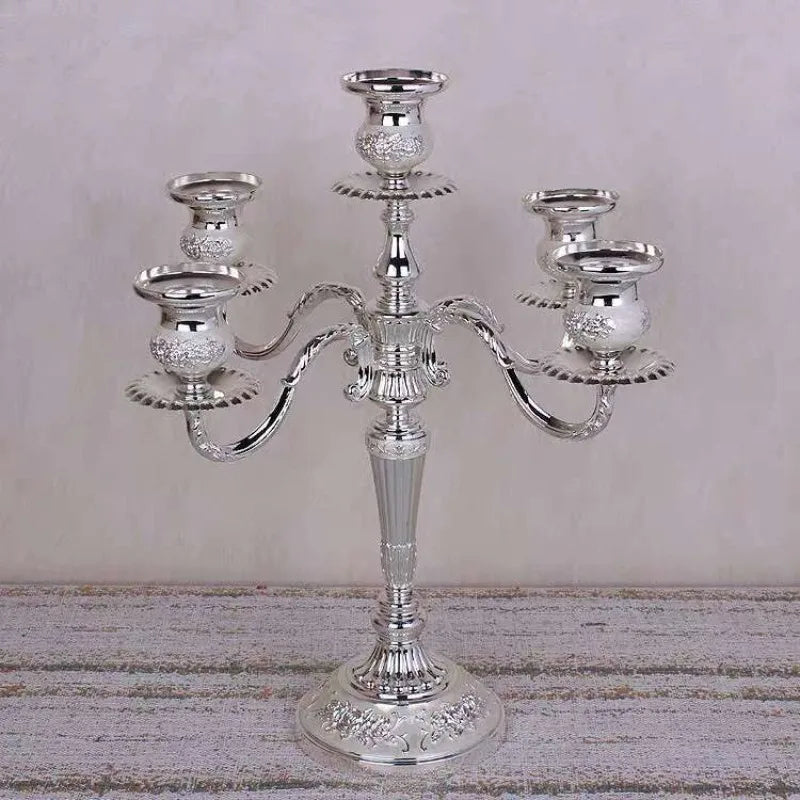 Victorian Cast-Metal Candelabra, scrolled arm and candle cup close-up