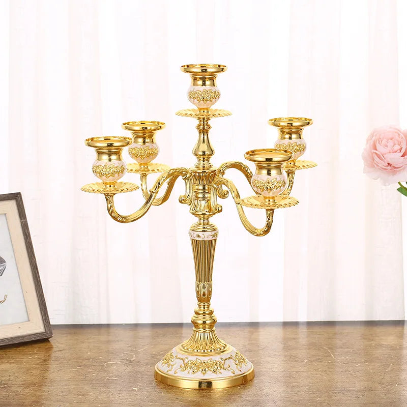 Victorian Cast-Metal Candelabra, Bronze and Silver finishes side by side