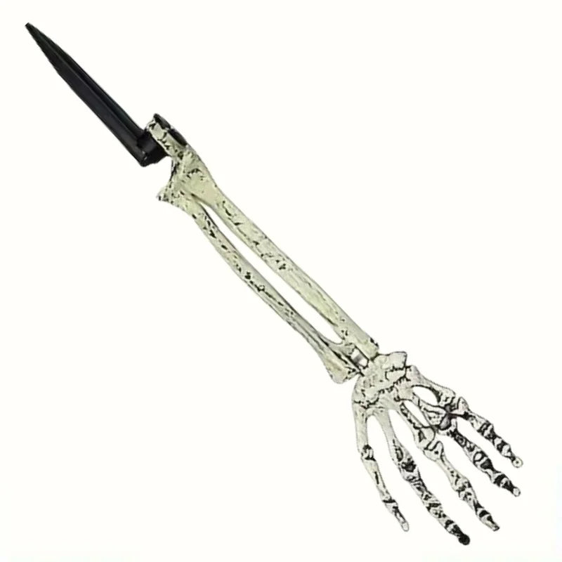 Skeleton hand and skull ground stakes for Halloween yard decor