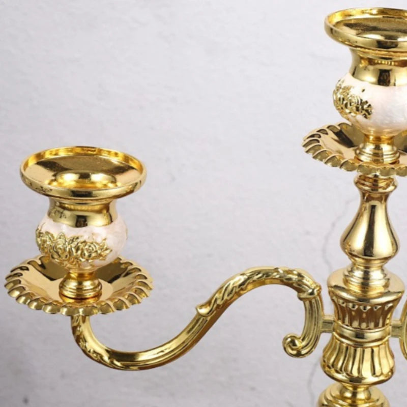 Victorian Cast-Metal Candelabra, detail of the embossed floral base