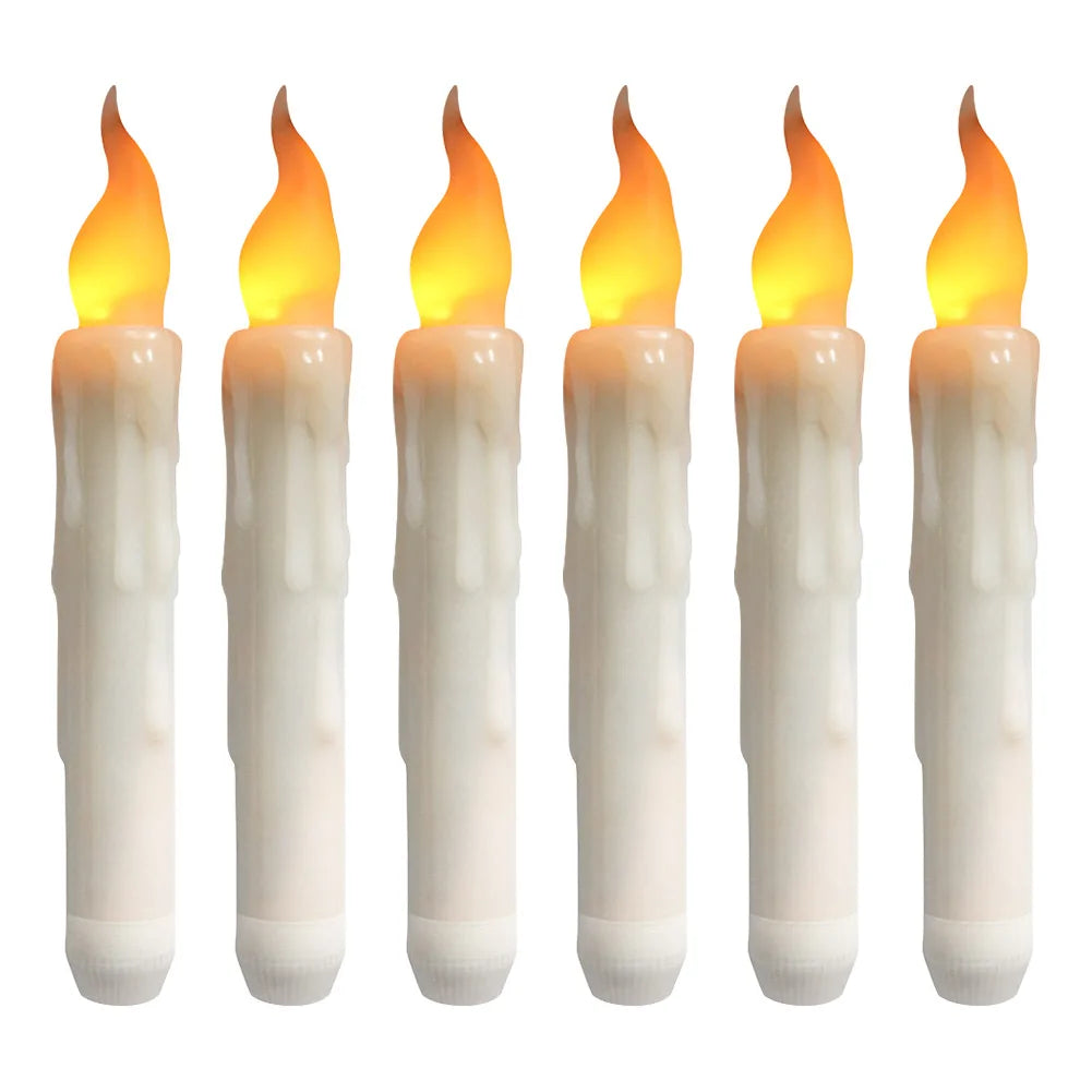 Flameless LED taper candles with warm flickering light