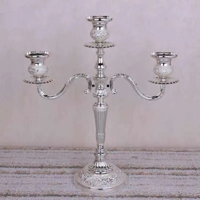 Victorian Cast-Metal Candelabra, Gold finish full view