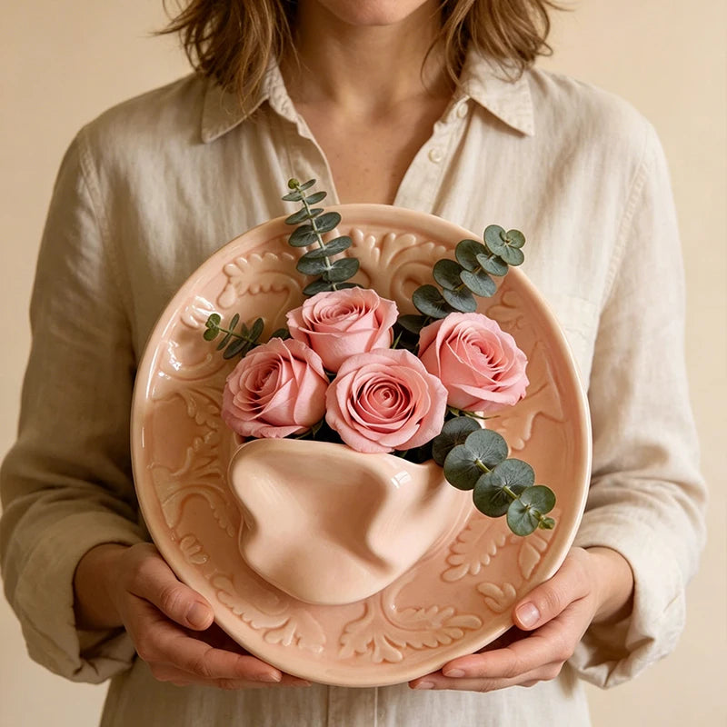 Ceramic cowboy hat wall vase, Western wall decor, additional product view