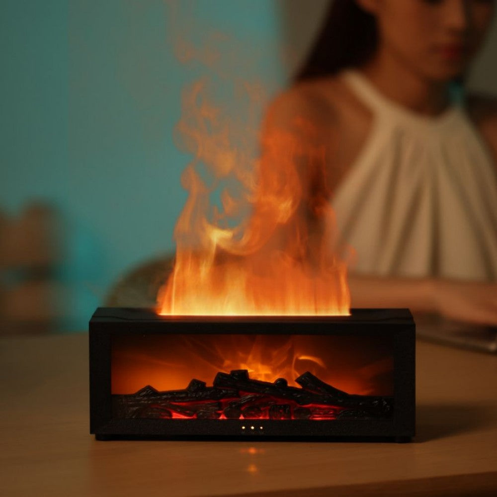 Flame aromatherapy diffuser, fireplace-effect humidifier – photo 1